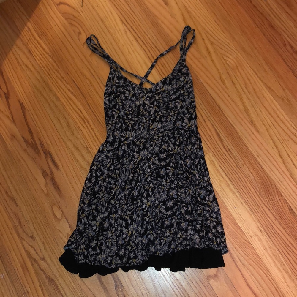 Black Kimchi Blue skater dress w/ flower detailing